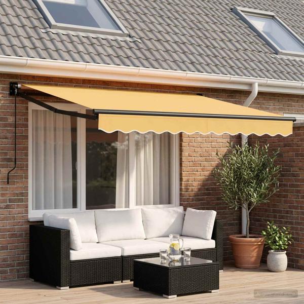 ARDEBO.de - Ausziehbare Markise Sand 3 x 2,5 m 100% Polyester und Aluminium
