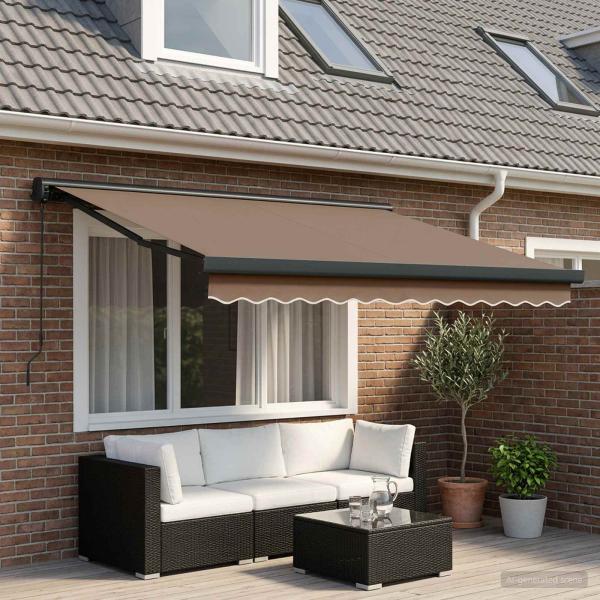 ARDEBO.de - Ausziehbare Markise Taupe 300 x 250 cm Stoff und Metall