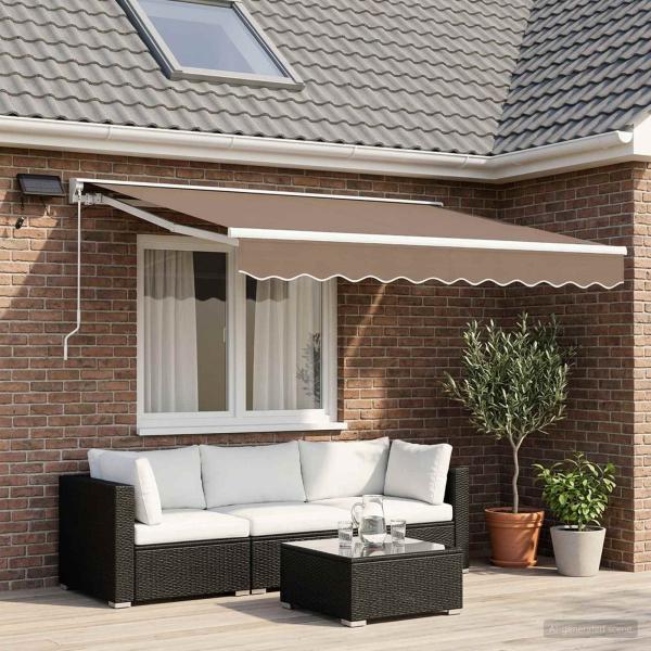 ARDEBO.de - Manueller Markisenrahmen mit LEDs Taupe 3 x 2,5 m