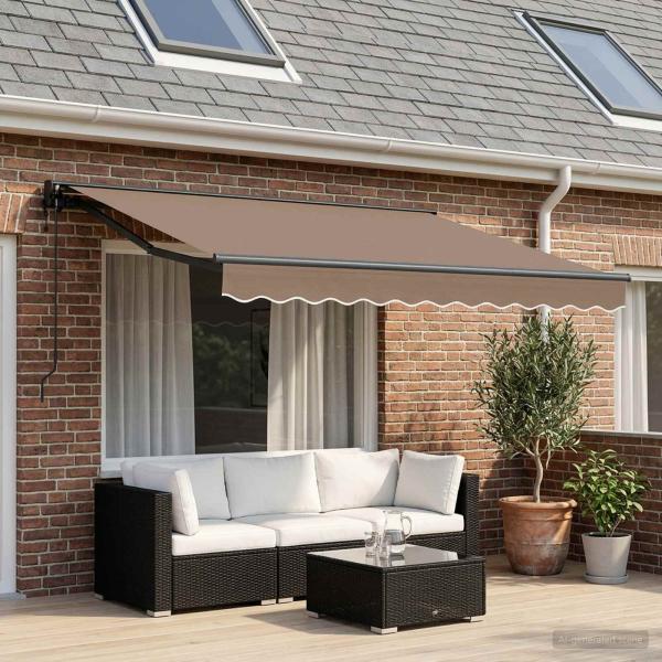 ARDEBO.de - Einziehbare Markise Taupe 3,5 x 2,5 m Polyester und Aluminium