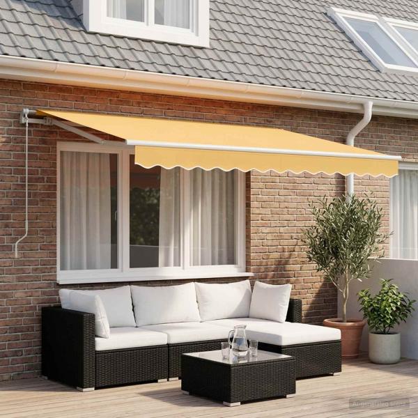 ARDEBO.de - Ausziehbare Markise Sand 4 x 3 m Polyester und Aluminium