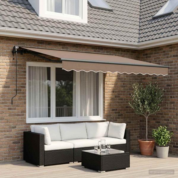 ARDEBO.de - Ausziehbare Markise Taupe 400 x 300 cm Stoff und Aluminium