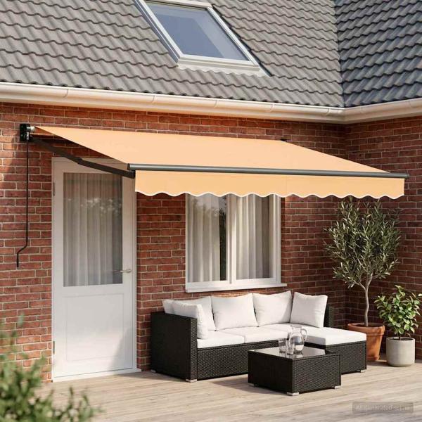 ARDEBO.de - Ausziehbare Markise Sand 4,5 × 3 m 100% Polyester und Aluminium