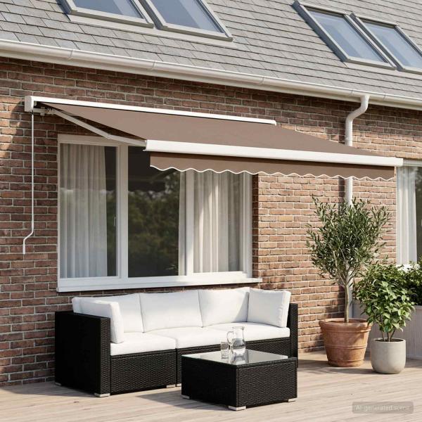 ARDEBO.de - Ausziehbare Markise Taupe 450 x 300 cm Leinen und Aluminium