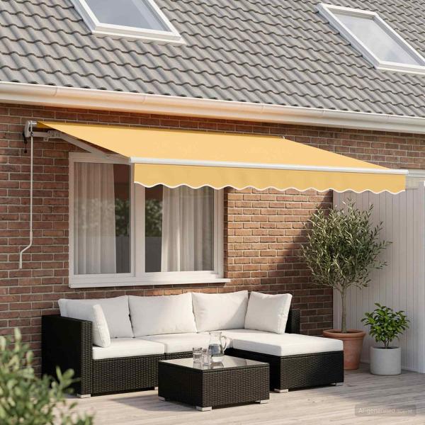 ARDEBO.de - Ausziehbare Markise Sand 450 x 350 cm Stoff und Aluminium
