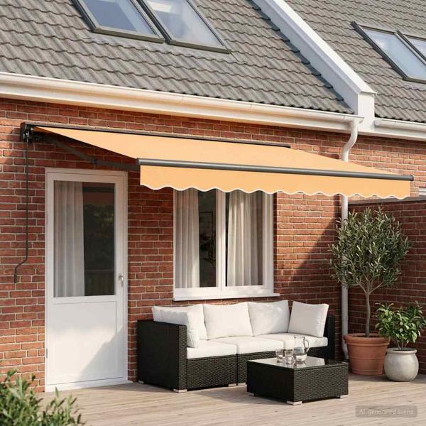 ARDEBO.de - Manuell einziehbare Markise Sand 5 x 3,5 m