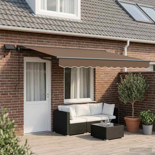 ARDEBO.de - Manueller Markisenrahmen mit LEDs Taupe 5 x 3,5 m