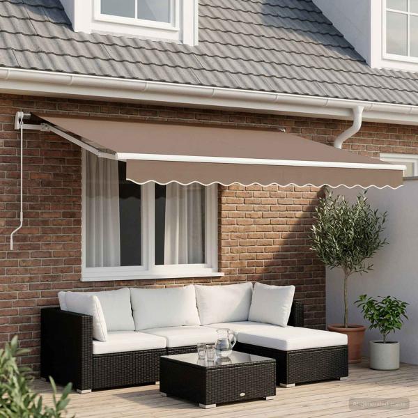 ARDEBO.de - Ausziehbare Markise Taupe 600 x 300 cm Polyester und Aluminium