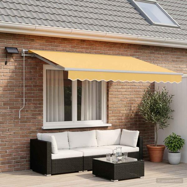 ARDEBO.de - Ausziehbare Markise Sand 600 x 300 cm Stoff und Aluminium
