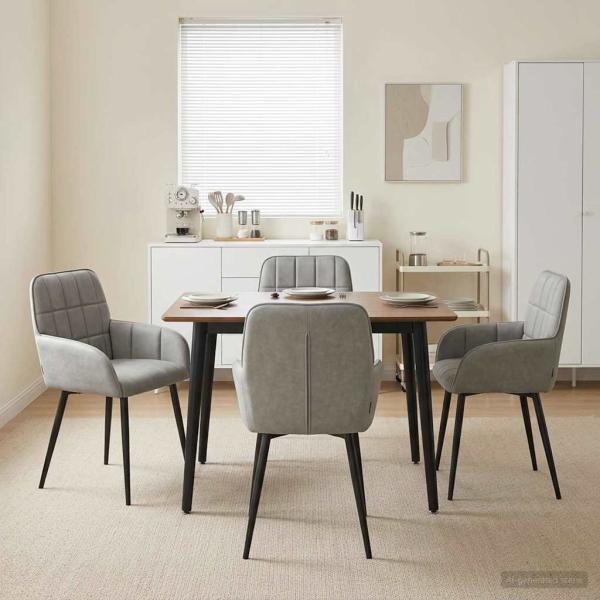 ARDEBO.de - Esszimmerst?hle 4 stk. Samt Hellgrau 56,5 x 50 x 85 cm