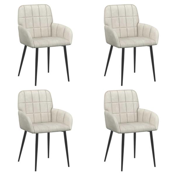 Esszimmerstühle 4 stk. Samt Creme 56,5 x 50 x 85 cm