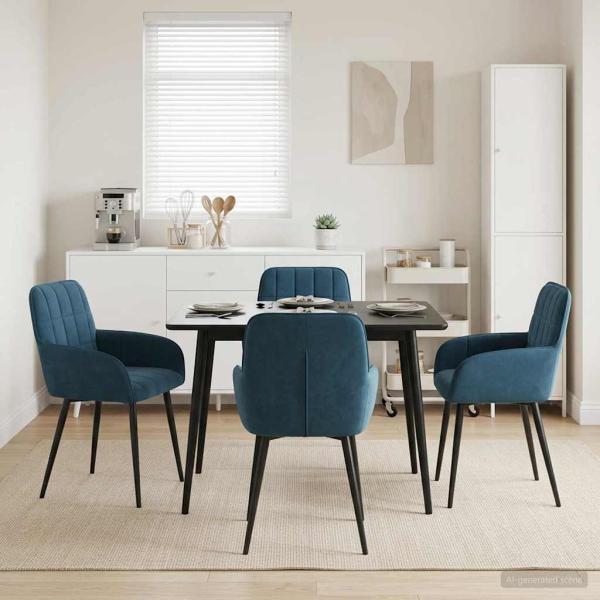 ARDEBO.de - Esszimmerstühle 4 stk. Samt Blau 56,5 x 50 x 85 cm