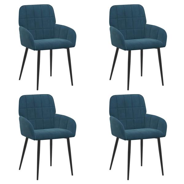 Esszimmerstühle 4 stk. Samt Blau 56,5 x 50 x 85 cm