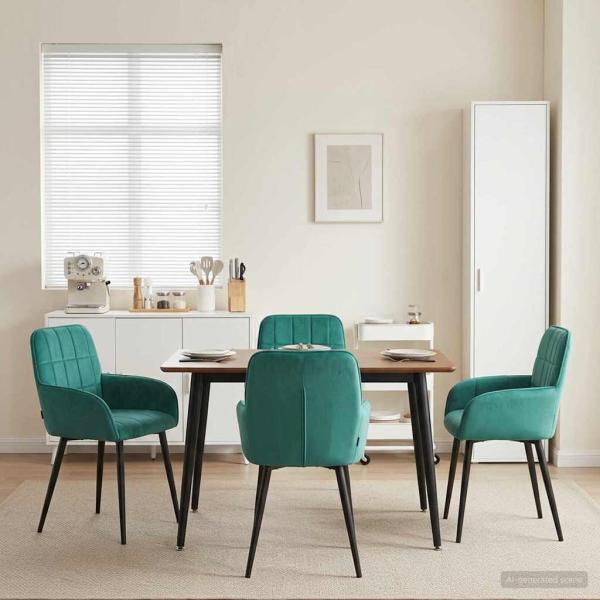 ARDEBO.de - Esszimmerstühle 4 stk. Samt Türkis 56,5 x 50 x 85 cm