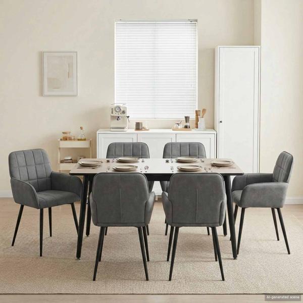 ARDEBO.de - Esszimmerstühle 6 Stk. Samt Dunkelgrau 57 x 50 x 85 cm