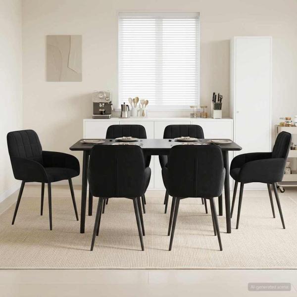 ARDEBO.de - Esszimmerstühle 6 Stk. Samt Schwarz 57 x 50 x 85 cm