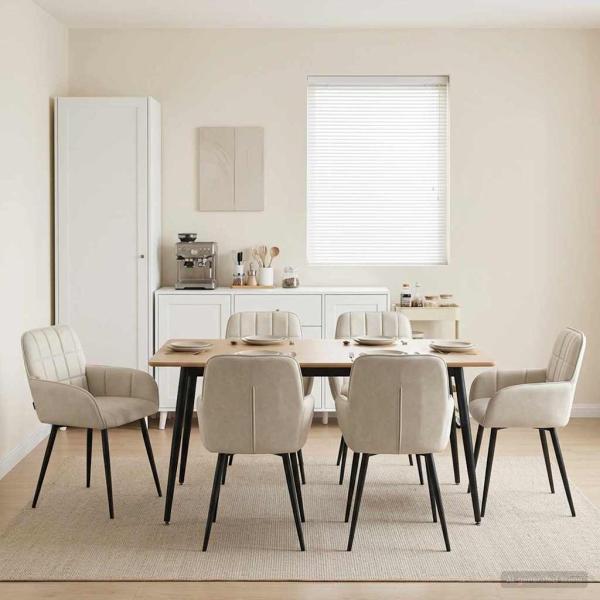 ARDEBO.de - Esszimmerstühle 6 Stk. Samt Creme 57 x 50 x 85 cm