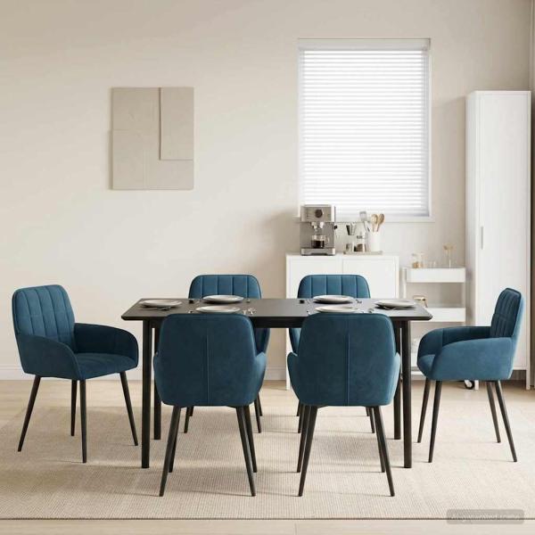 ARDEBO.de - Esszimmerstühle 6 Stk. Samt Blau 57 x 50 x 85 cm