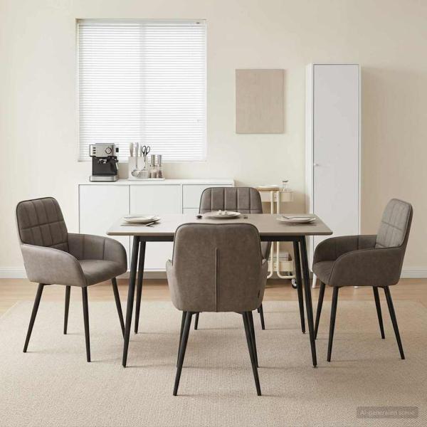 ARDEBO.de - Esszimmerstühle 4 stk. Kunstleder Grau 56,5 x 50 x 85 cm
