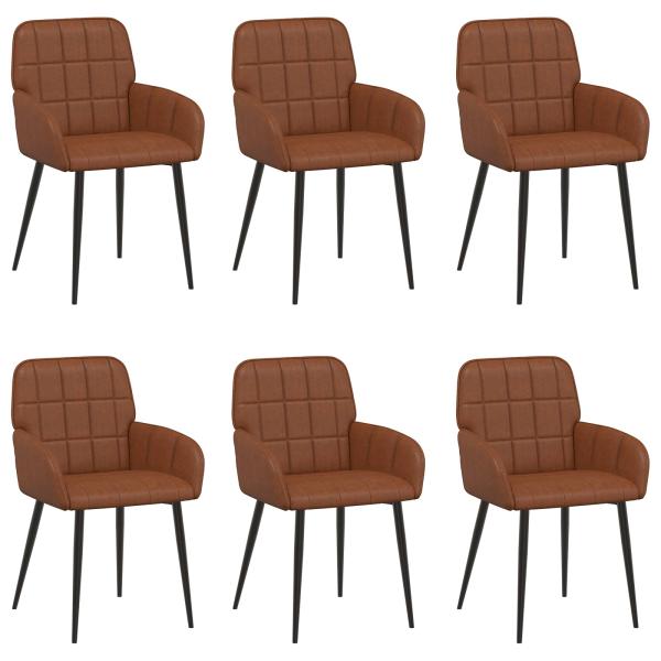 Esszimmerstühle 6 Stk. Kunstleder Braun 57 x 50 x 85 cm