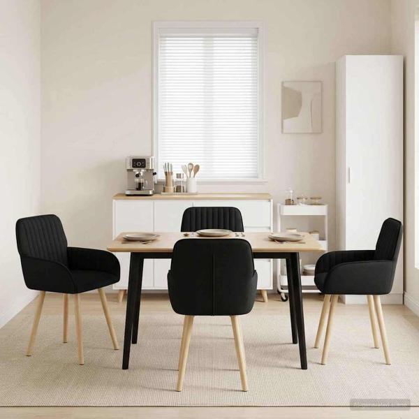 ARDEBO.de - Esszimmerstühle 4 Stk. Stoff Schwarz 56,5 x 50 x 87,5 cm