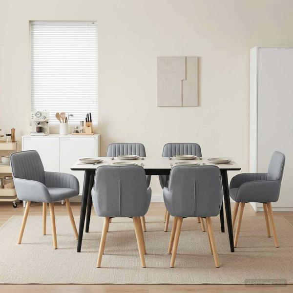 ARDEBO.de - Esszimmerstühle 6 stk. Stoff Hellgrau 56,5 x 50 x 87,5 cm