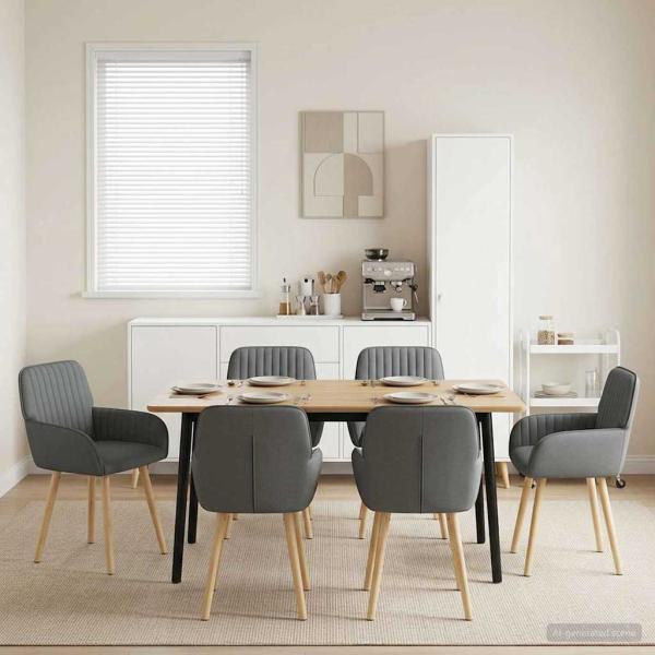 ARDEBO.de - Esszimmerstühle 6 Stk. Stoff Dunkelgrau 56,5 x 50 x 87,5 cm
