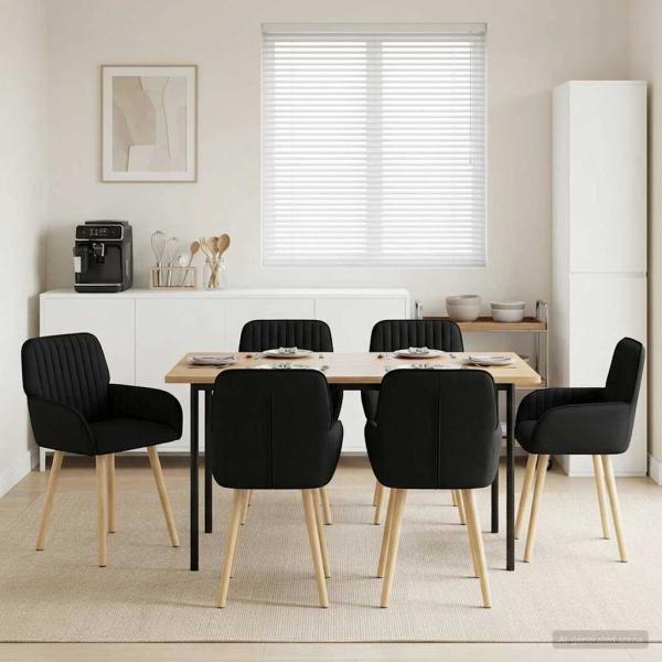 ARDEBO.de - Esszimmerstühle 6 Stk. Stoff Schwarz 56,5 x 50 x 87,5 cm