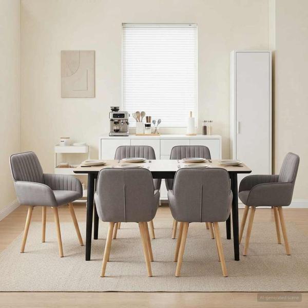 ARDEBO.de - Esszimmerstühle 6 Stk. Stoff Taupe 56,5 x 50 x 87,5 cm