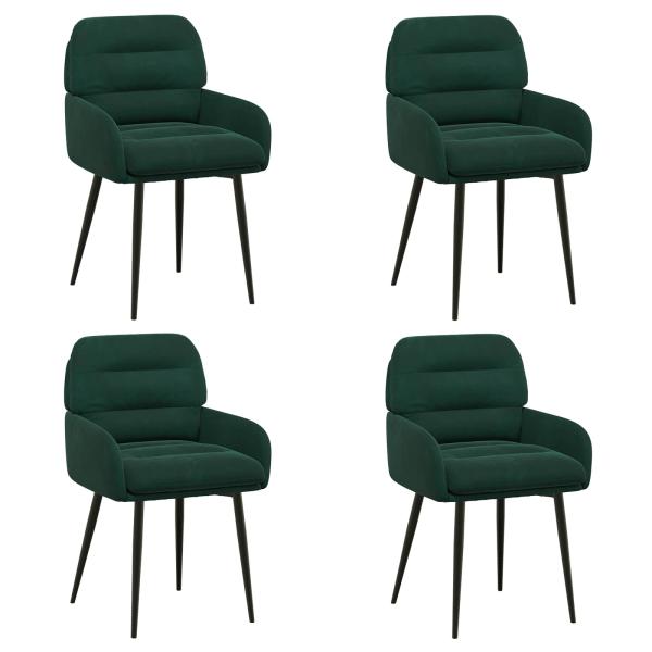 Esszimmerst?hle 4 stk. Samt Dunkelgr?n 59 x 59,5 x 90 cm