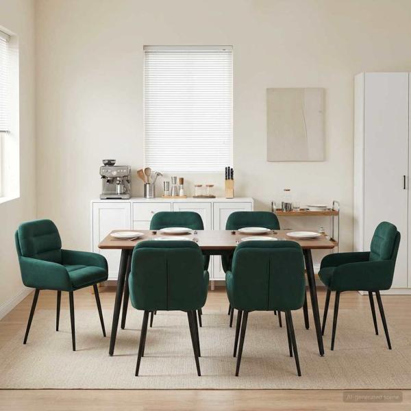 ARDEBO.de - Esszimmerstühle 6 Stk. Samt Dunkelgrün 59 x 59,5 x 90 cm
