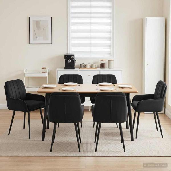 ARDEBO.de - Esszimmerstühle 6 stk. Samt Schwarz 59 x 59,5 x 90 cm