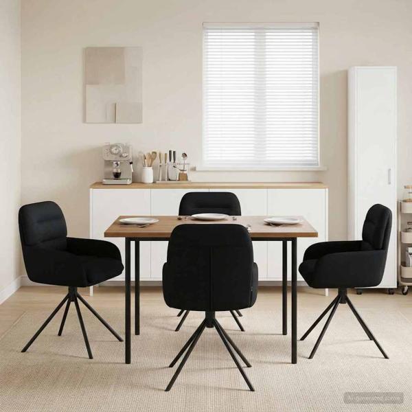ARDEBO.de - Drehstuhl Esszimmer 4 Stk. Kunstleder Schwarz 59 x 59,5 x 90 cm