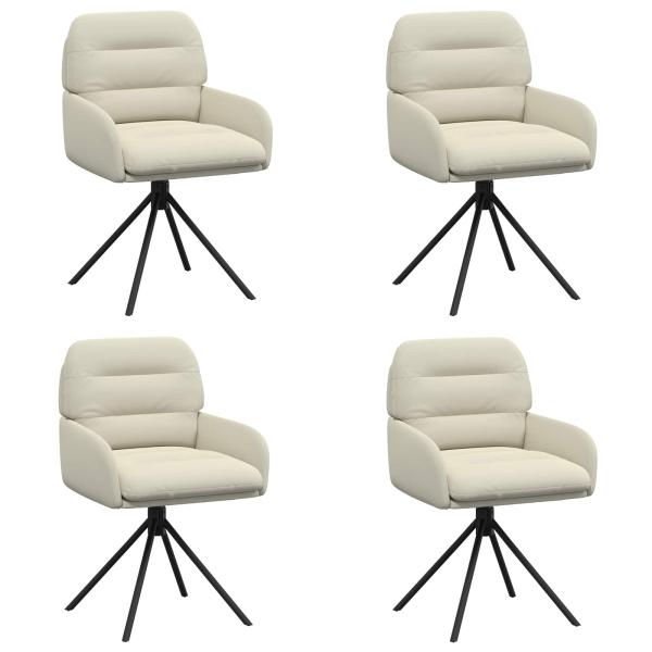 Drehstuhl Esszimmer 4 Stk. Kunstleder Creme 59 x 59,5 x 90 cm