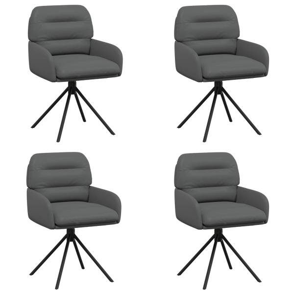 Drehstuhl Esszimmer 4 stk. Kunstleder Grau 59 x 59,5 x 90 cm