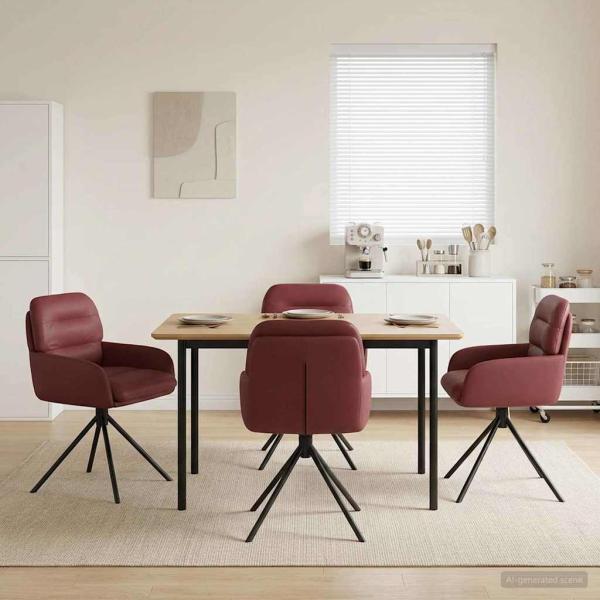 ARDEBO.de - Drehstuhl Esszimmer 4 Stk. Kunstleder Weinrot 59 x 59,5 x 90 cm