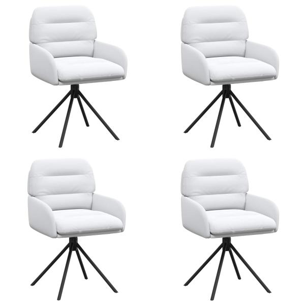 Drehstuhl Esszimmer 4 Stk. Kunstleder Weiß 59 x 59,5 x 90 cm