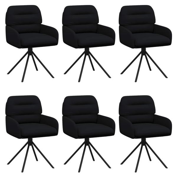 Drehstuhl Esszimmer 6 stk. Kunstleder Schwarz 59 x 59,5 x 90 cm
