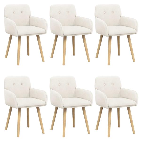 Esszimmerstühle 6 Stk. Bouclé Creme 59 x 57 x 85 cm
