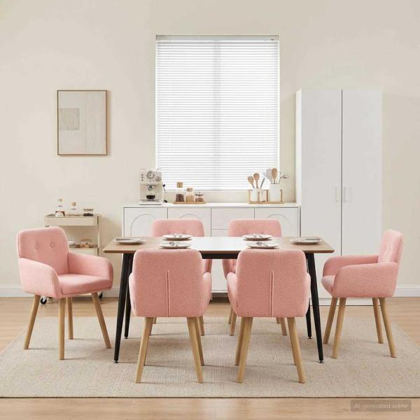 ARDEBO.de - Esszimmerstühle 6 Stk. Bouclé Rosa 59 x 57 x 85 cm