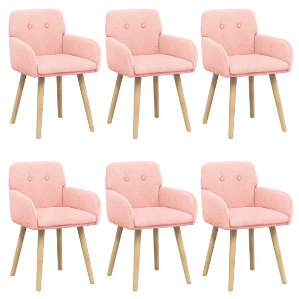 Esszimmerstühle 6 Stk. Bouclé Rosa 59 x 57 x 85 cm