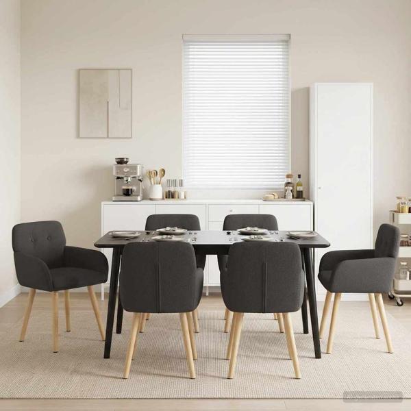 ARDEBO.de - Esszimmerstühle 6 stk. Bouclé Dunkelgrau 59 x 56,5 x 85 cm
