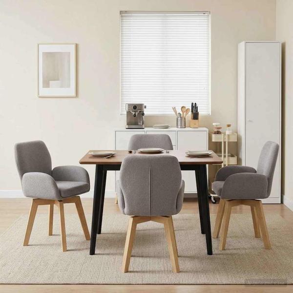 ARDEBO.de - Drehstuhl Esszimmer 4 stk. Bouclé Hellgrau 54 x 58 x 87 cm