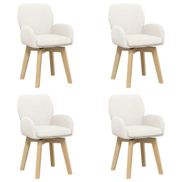 Drehstuhl Esszimmer 4 Stk. Bouclé Creme 54 x 58 x 87 cm
