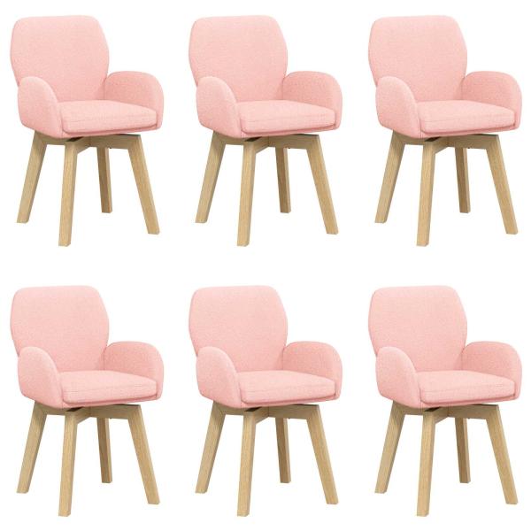 Drehstuhl Esszimmer 6 Stk. Bouclé Rosa 54 x 58 x 87 cm