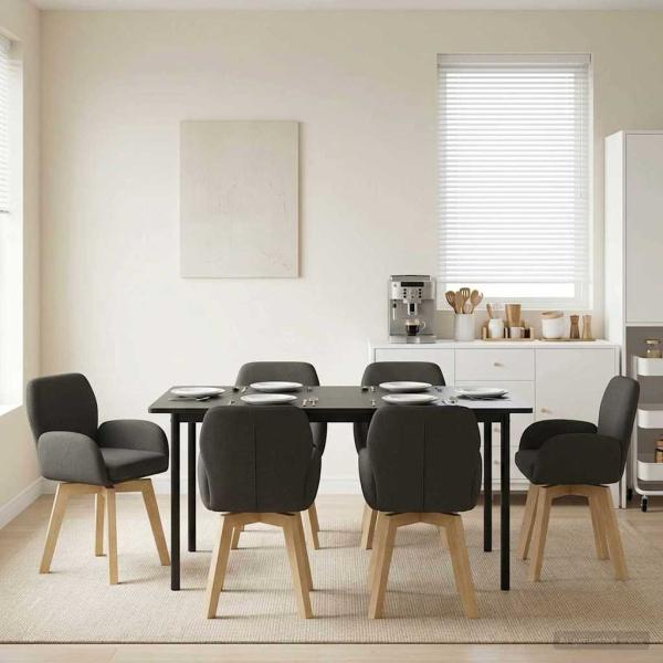 ARDEBO.de - Drehstuhl Esszimmer 6 Stk. Bouclé Dunkelgrau 54 x 58 x 87 cm