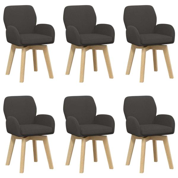 Drehstuhl Esszimmer 6 Stk. Bouclé Dunkelgrau 54 x 58 x 87 cm