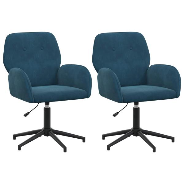 Bürostühle 2 Stk. 54 x 55 x 90 cm Blau Samt