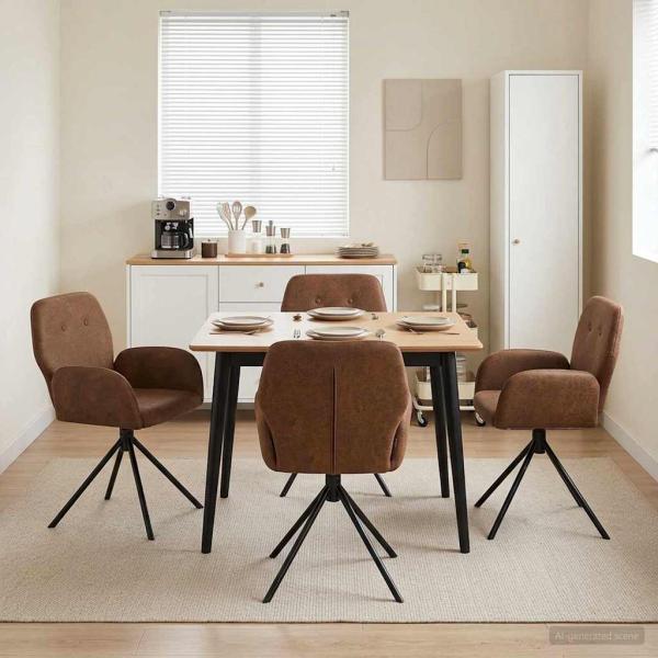 ARDEBO.de - Drehstuhl Esszimmer 4 Stk. Kunstwildleder Braun 54 x 55 x 86 cm