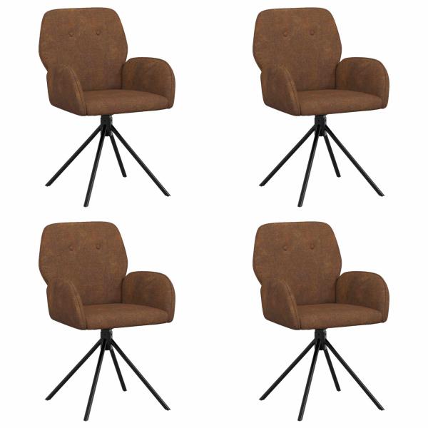 Drehstuhl Esszimmer 4 Stk. Kunstwildleder Braun 54 x 55 x 86 cm